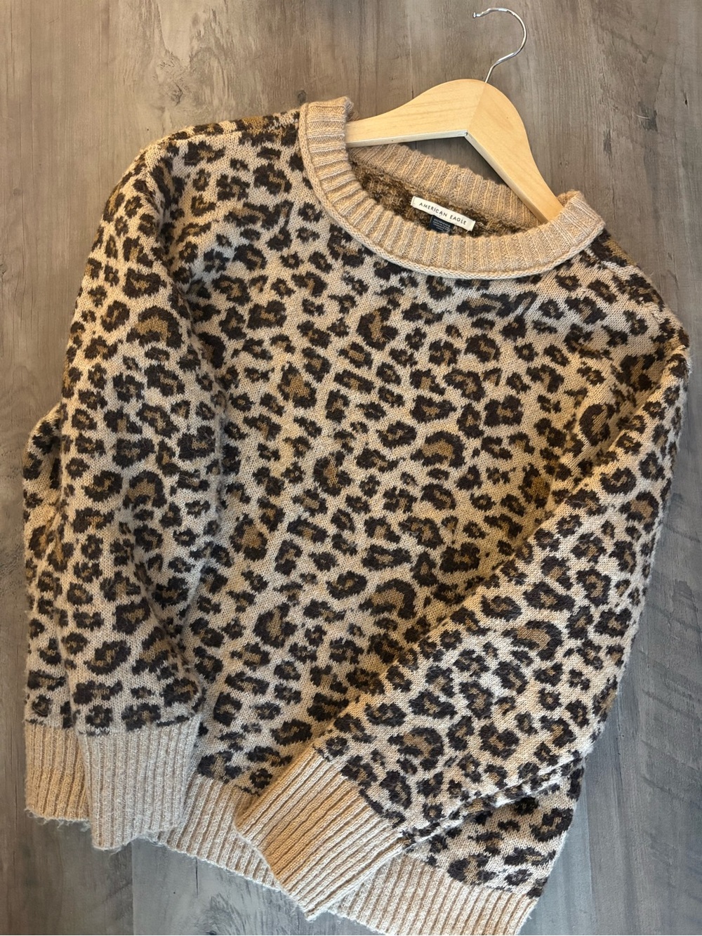 American Eagle Outfitters Leopard Print Crewneck Sweater